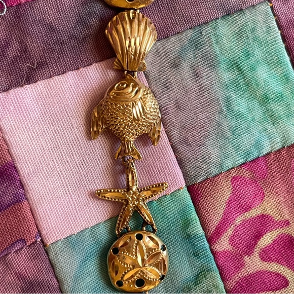VINTAGE 14K YELLOW GOLD STARFISH, SHELL, AND SAND DOLLAR BRACELET 7” FINAL 🩷 - Picture 11 of 17